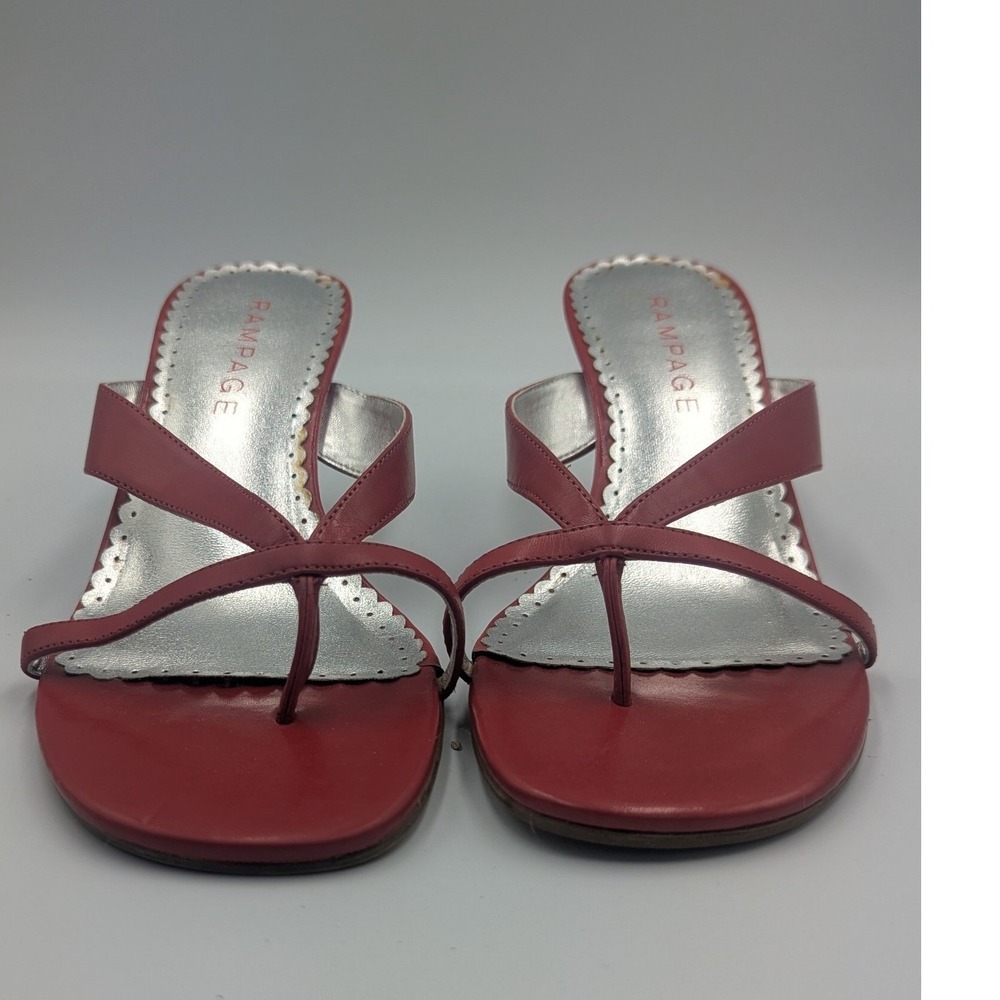 Rampage Madyson Heeled Sandals Red Strappy Thong Spool Heel 9.5M Y2K New